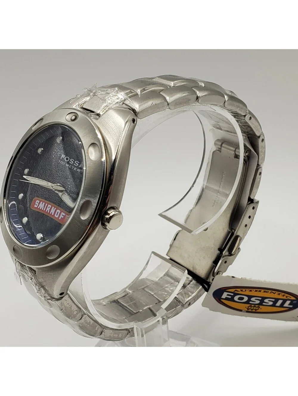 Fossil PR-5098 Smirnoff Watch With Tag 39mm Blue Dial New Battery